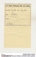 Etiketten zu Korund (Rubin) (NHMW-MIN-Ay620)